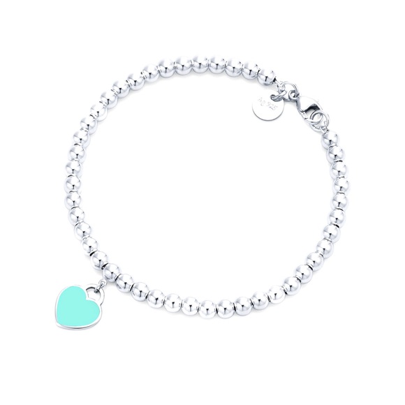 Tiffany & Co. Jewelry - Return to Tiffany Blue Heart Tag Silver Bead Bracelet 7” Sterling 925 Auth 100%